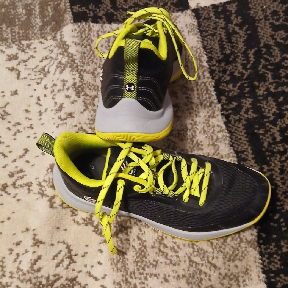 Under Armour Black and Neon Yellow Athletic Shoes